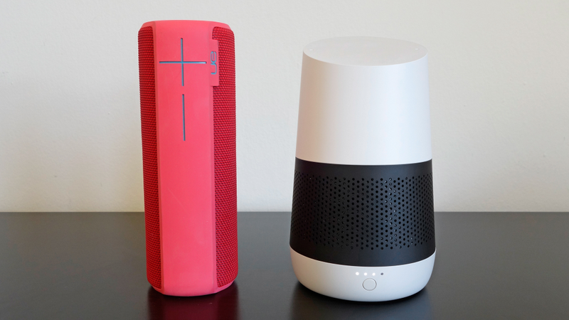 The UE Boom might be taller, but the Google Home with the Loft battery attached makes it a much larger Bluetooth speaker.
